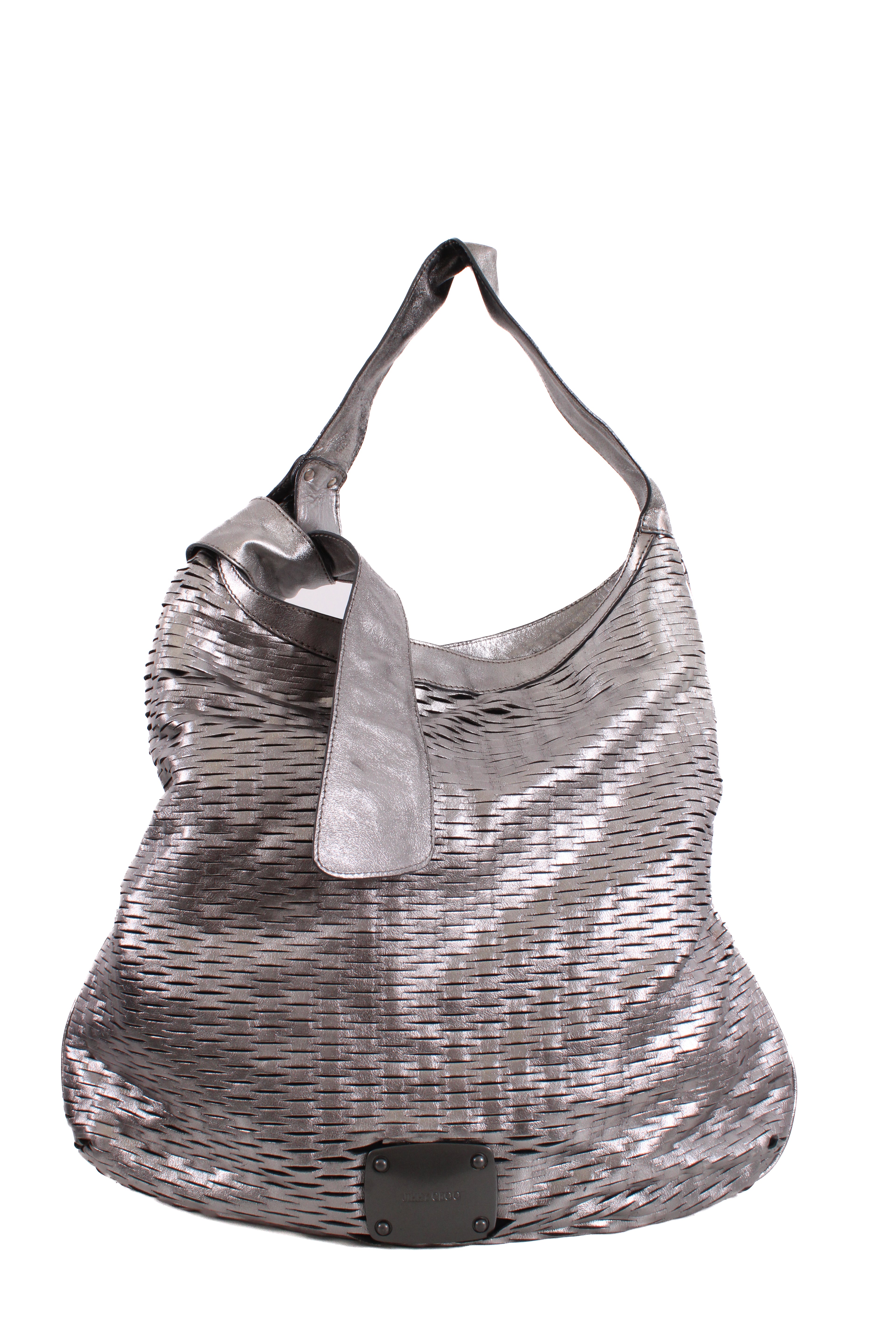 Jimmy Choo Mesh Cut Out Handbag Silver