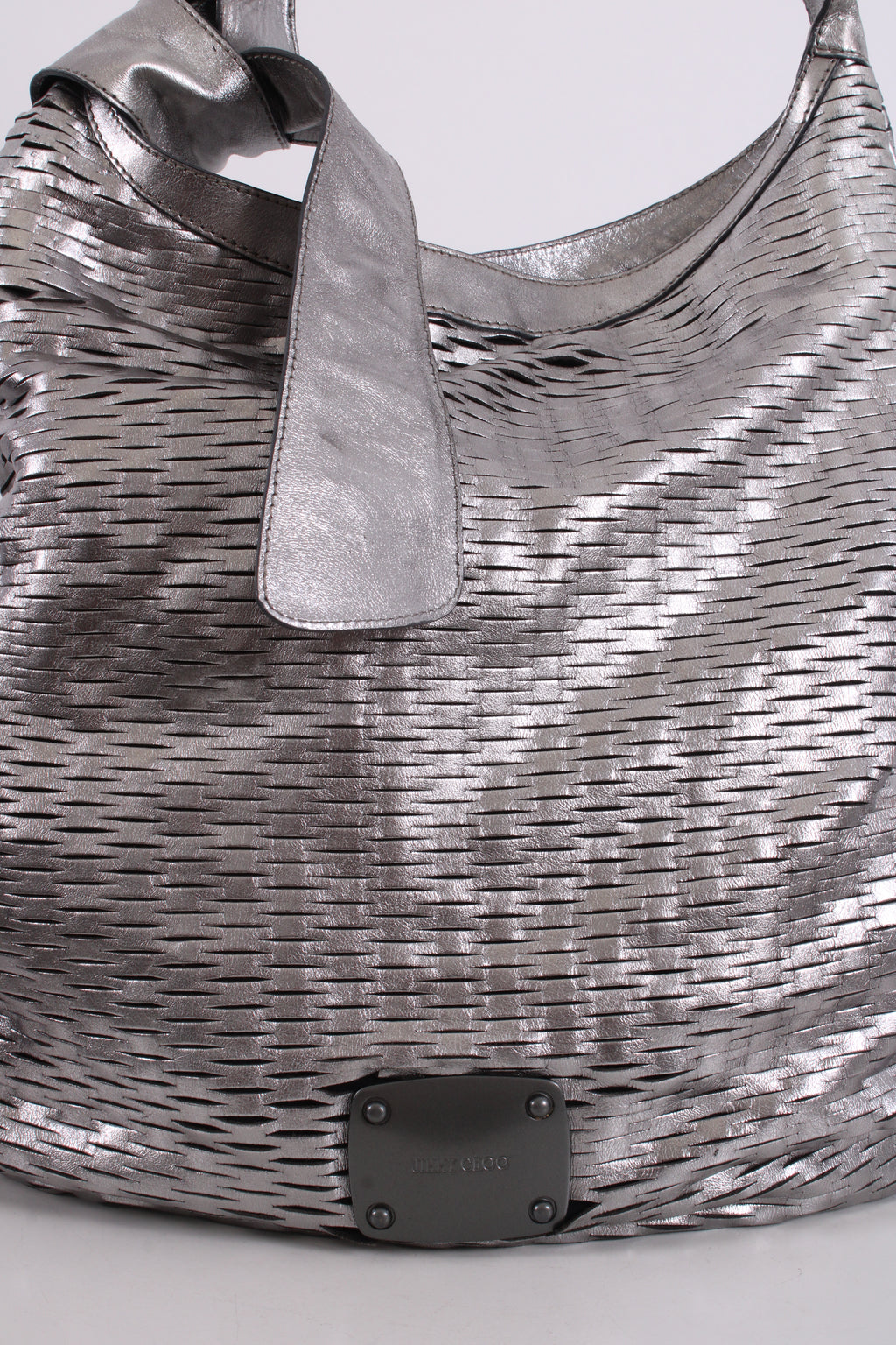 Jimmy Choo Mesh Cut Out Handbag Silver