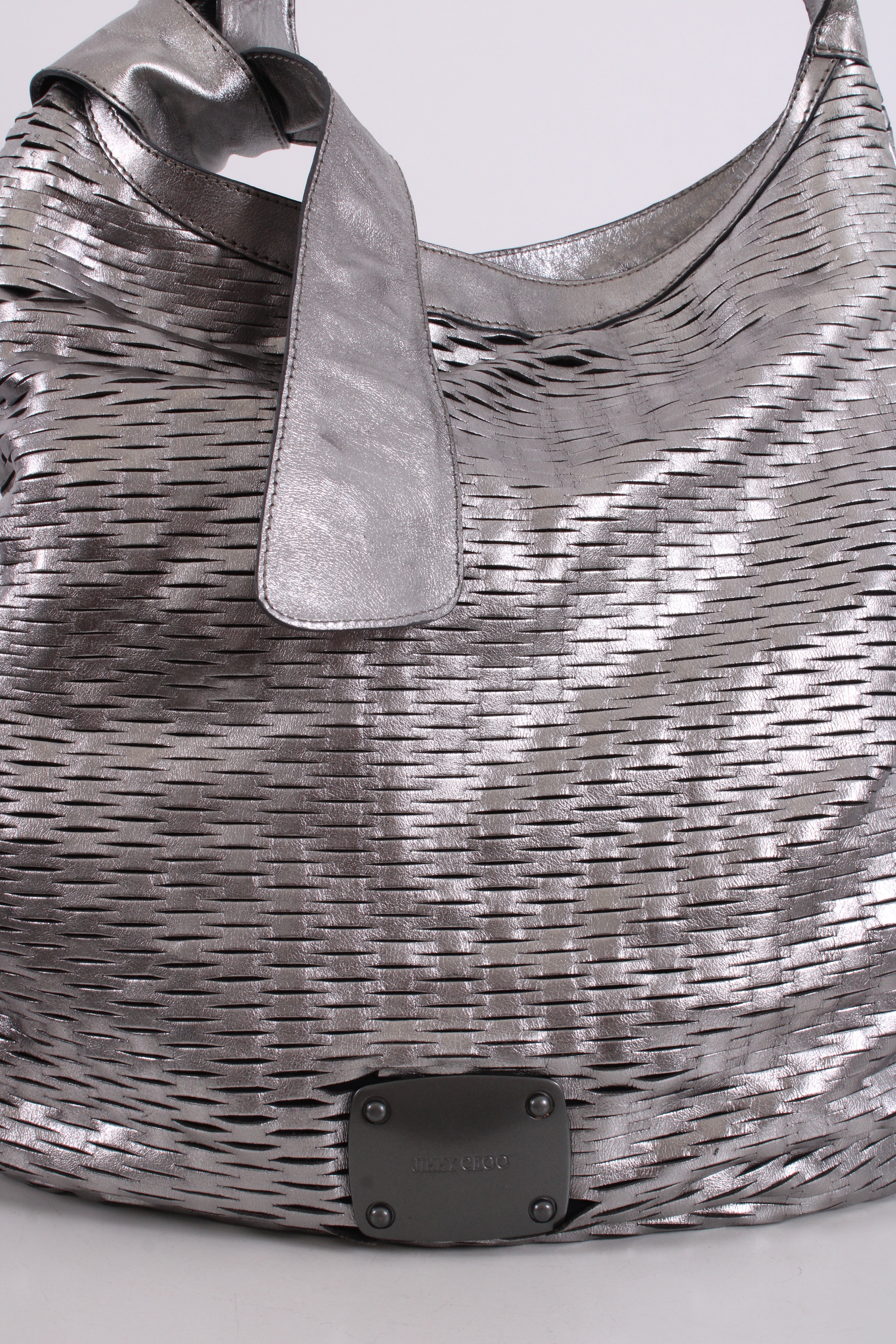 Jimmy Choo Mesh Cut Out Handbag Silver