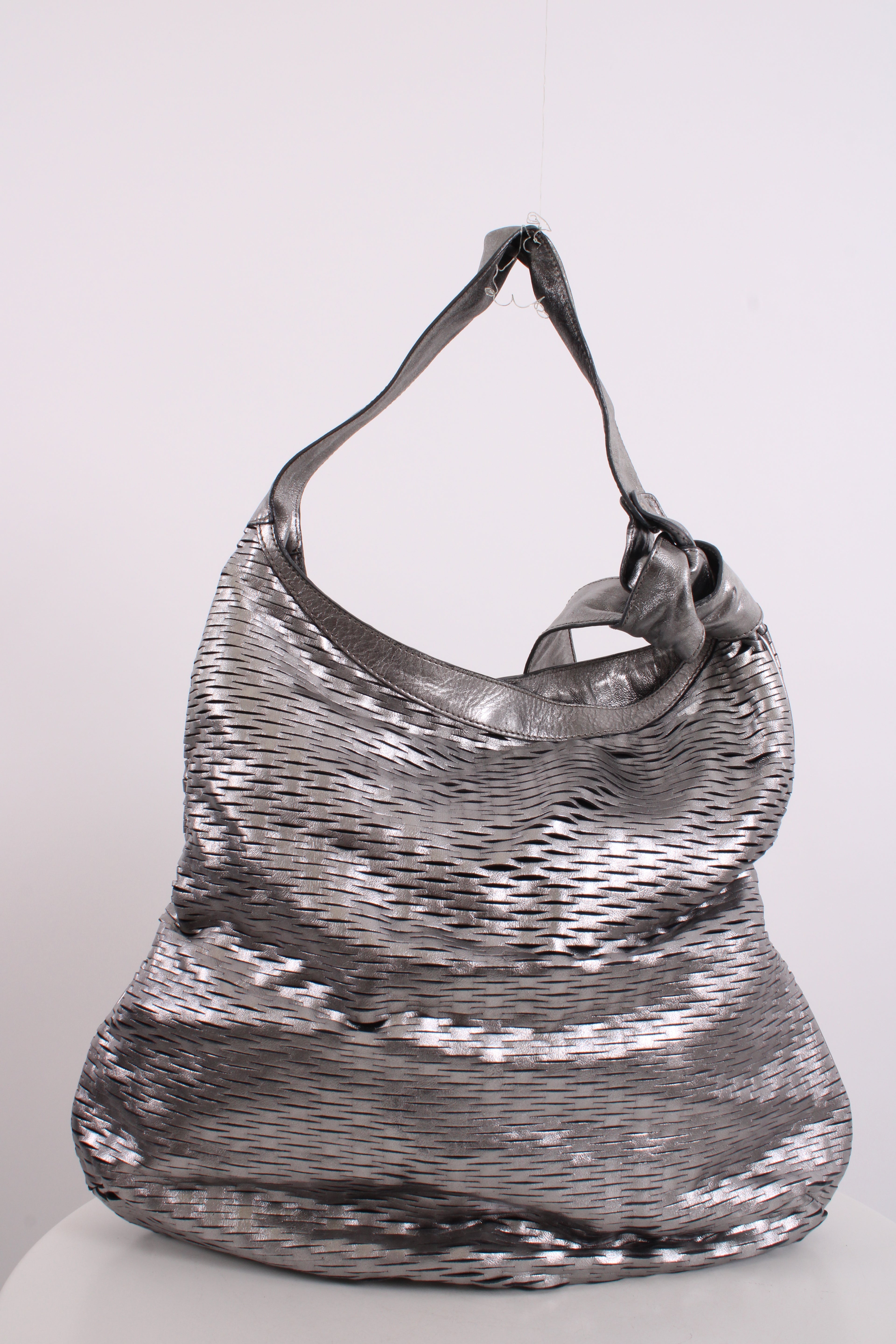 Jimmy Choo Mesh Cut Out Handbag Silver