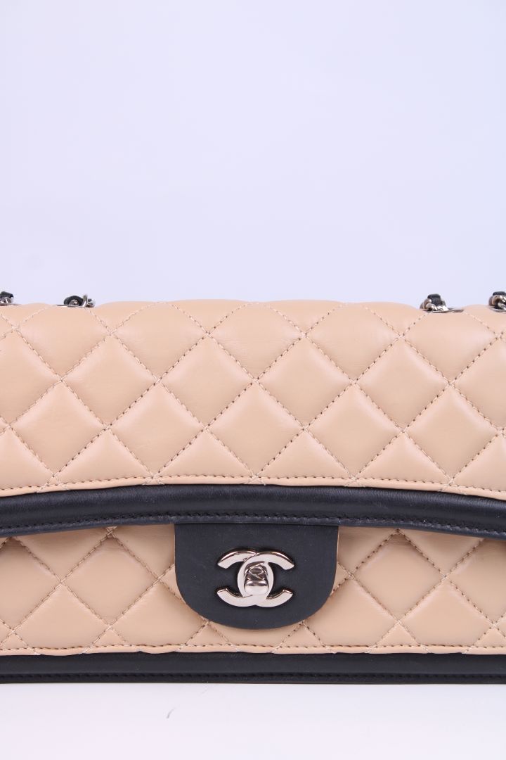 Chanel Tricolour Quilted Graphic Flap Bag Tan/ Cream