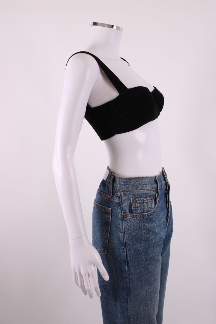 Galvan London NYX Rib Knit Bralette Black S
