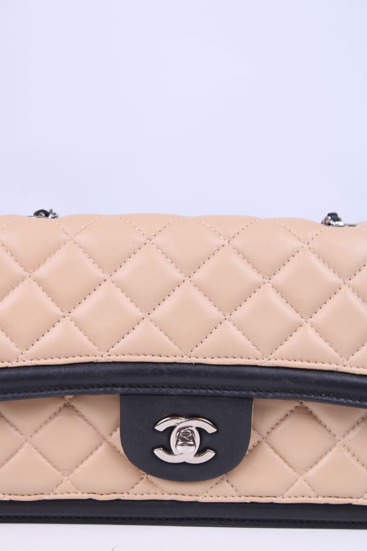 Chanel Tricolour Quilted Graphic Flap Bag Tan/ Cream