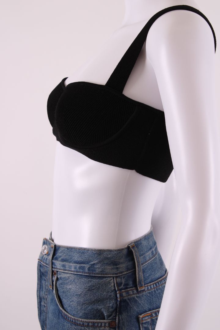 Galvan London NYX Rib Knit Bralette Black S