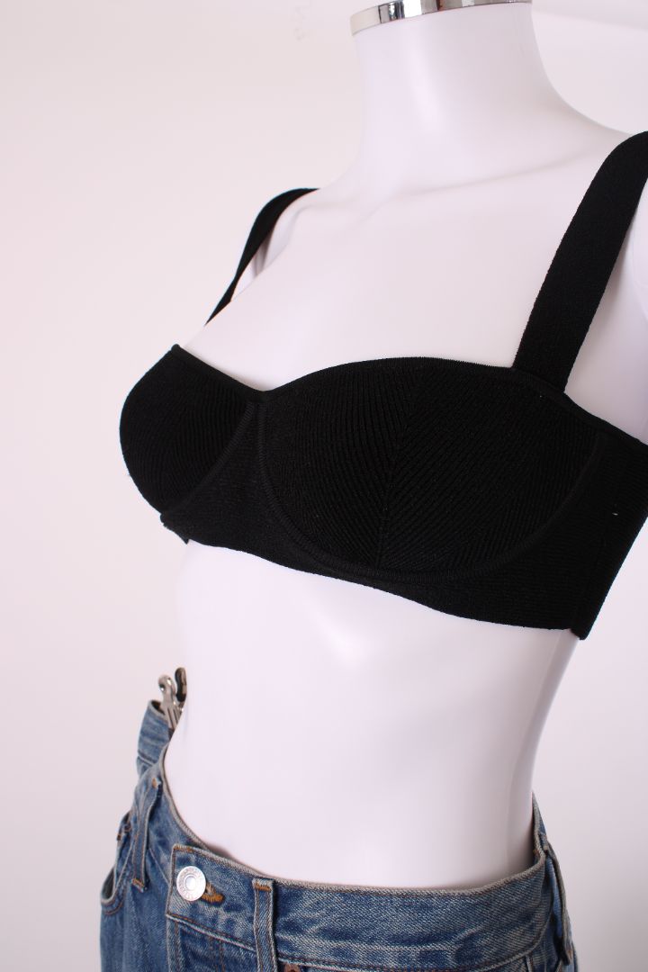 Galvan London NYX Rib Knit Bralette Black S
