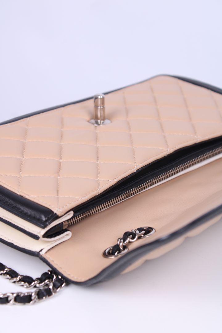Chanel Tricolour Quilted Graphic Flap Bag Tan/ Cream