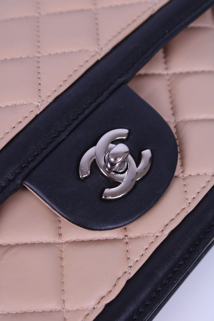 Chanel Tricolour Quilted Graphic Flap Bag Tan/ Cream