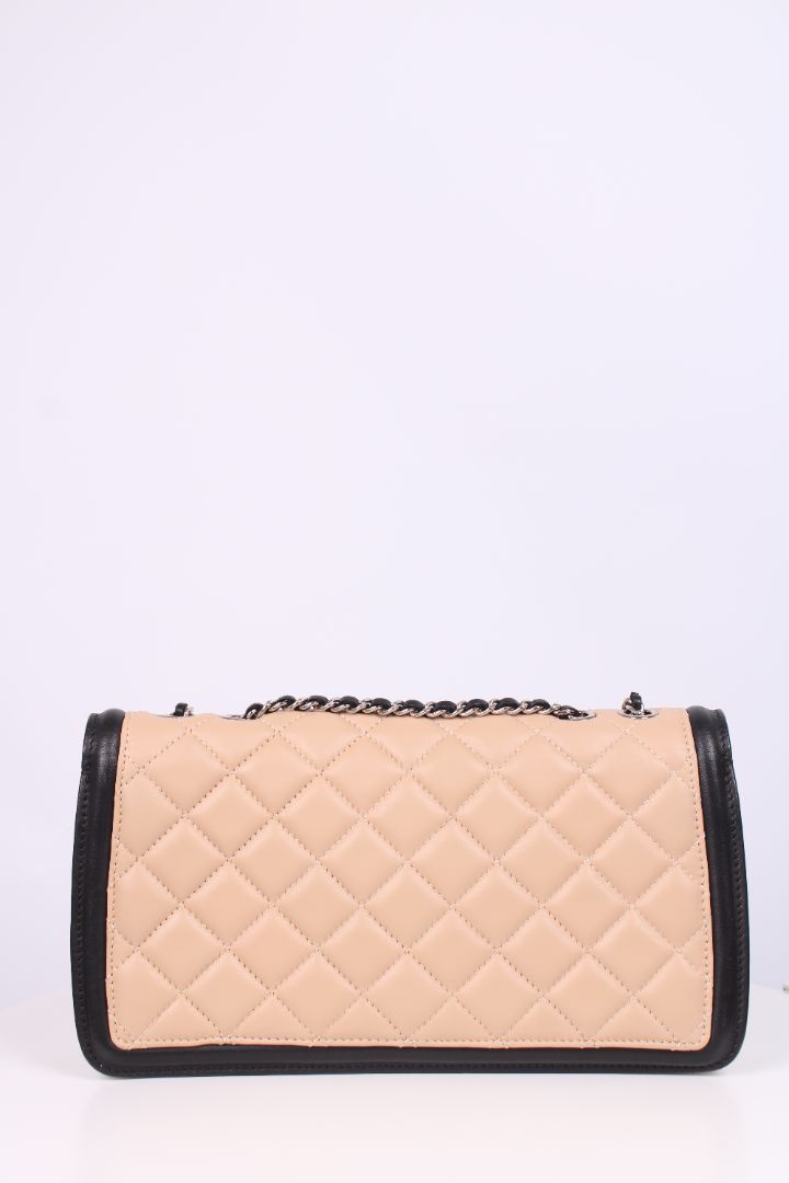 Chanel Tricolour Quilted Graphic Flap Bag Tan/ Cream