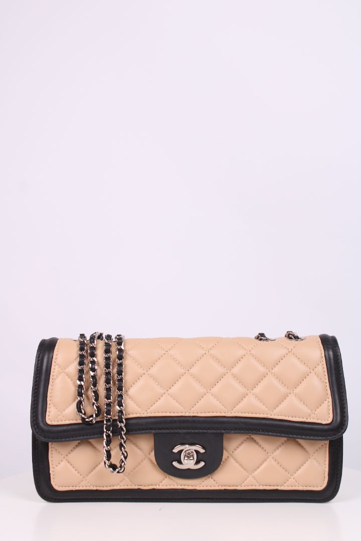 Chanel Tricolour Quilted Graphic Flap Bag Tan/ Cream