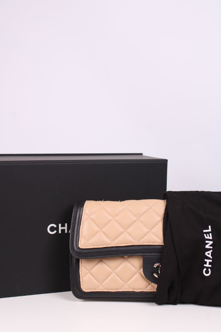 Chanel Tricolour Quilted Graphic Flap Bag Tan/ Cream