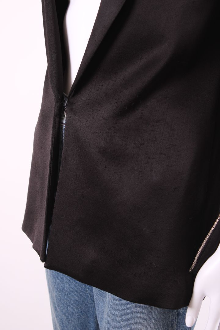 Alice & Olivia Crustal Cuff Satin Blazer Black XS