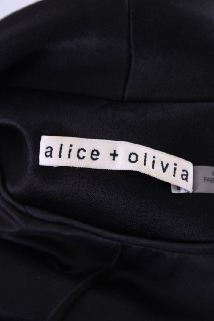 Alice & Olivia Crustal Cuff Satin Blazer Black XS