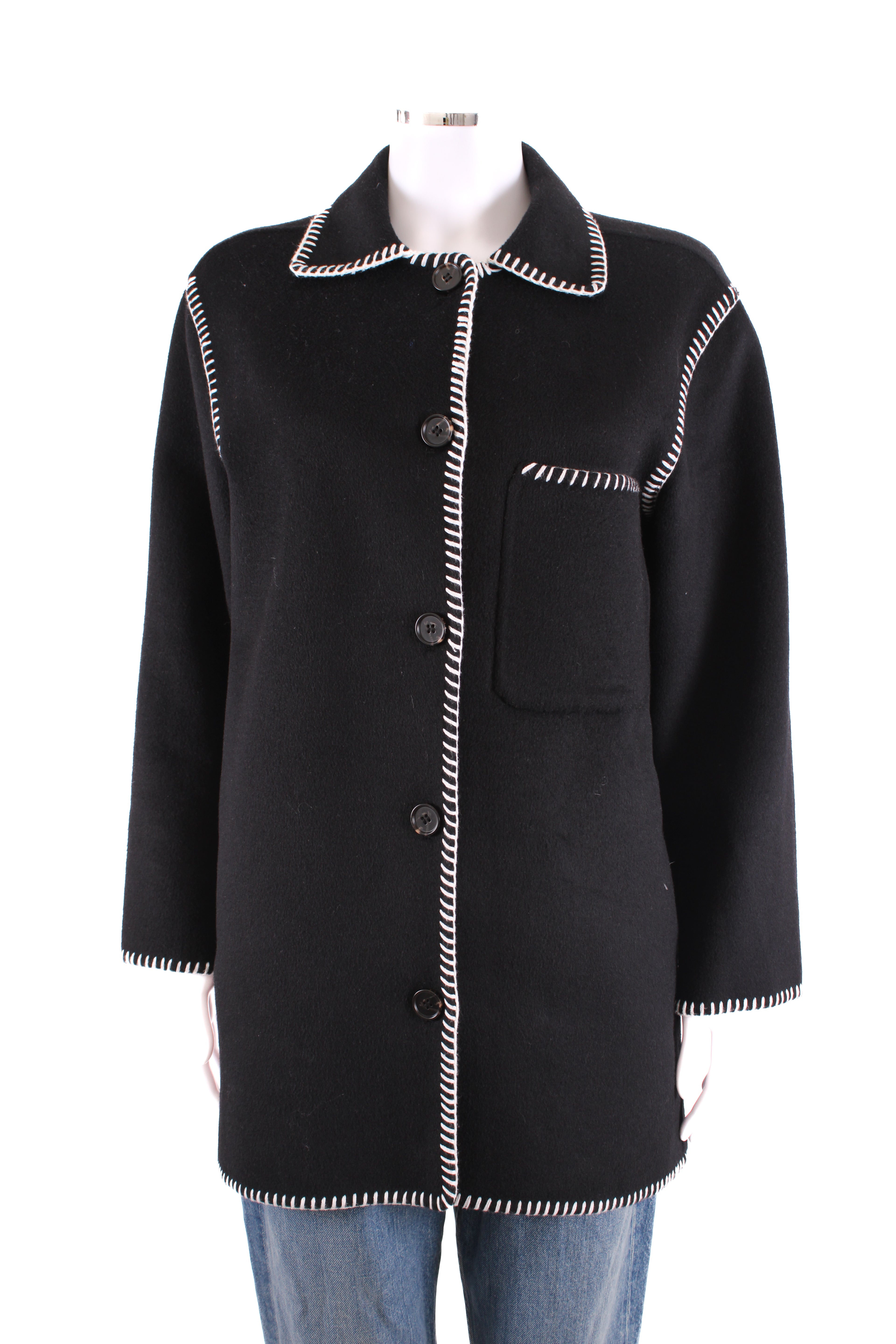 Rails Contrasting Stitch Jacket Black/ White S