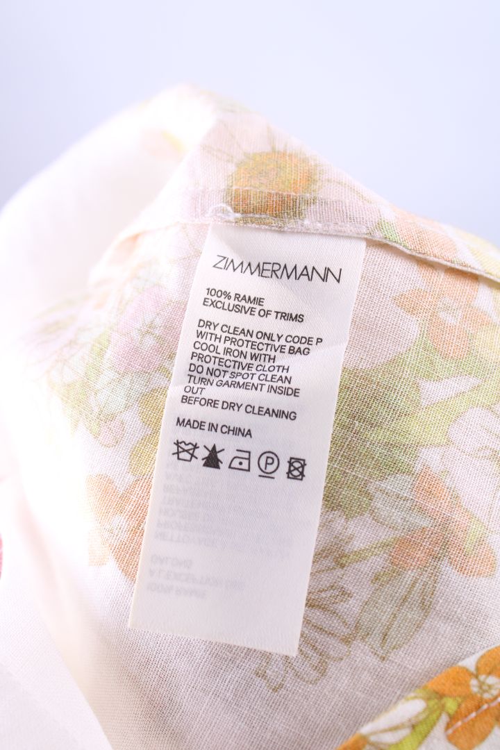 Zimmermann L/S Floral Blouse White/ Yellow S