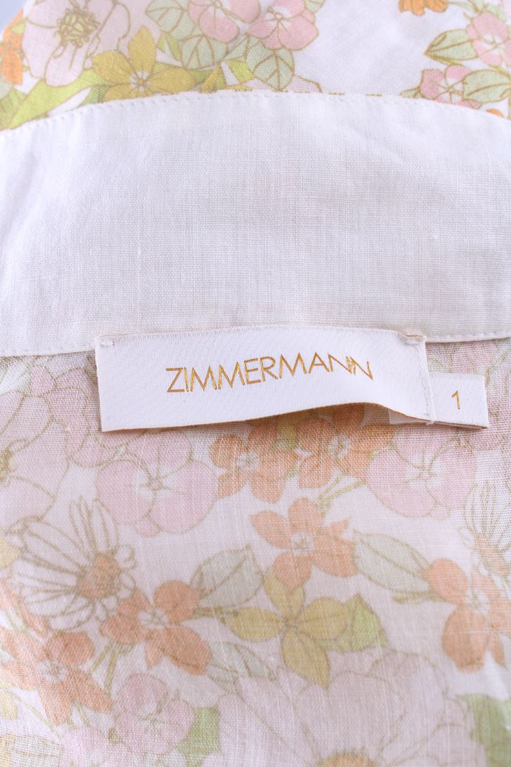 Zimmermann L/S Floral Blouse White/ Yellow S
