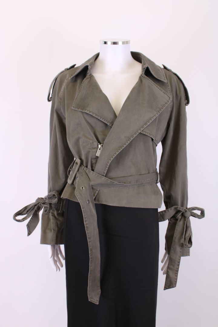 Anine Bing Cropped Belted Jacket Khaki XS