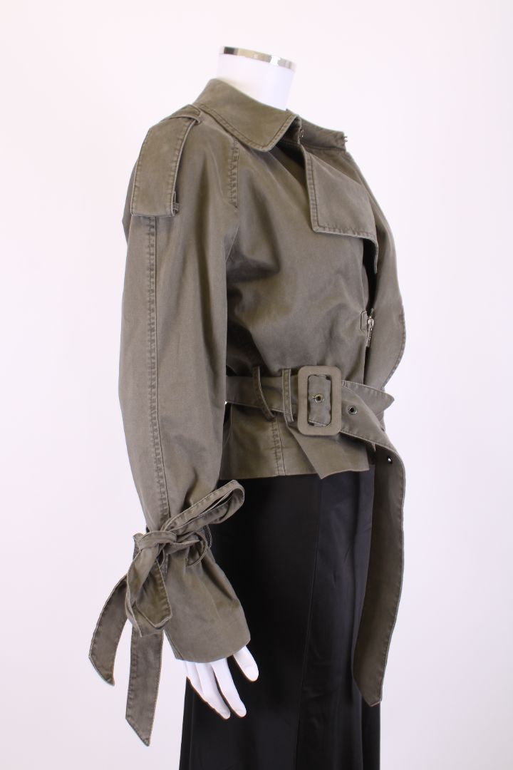 Anine Bing Cropped Belted Jacket Khaki XS