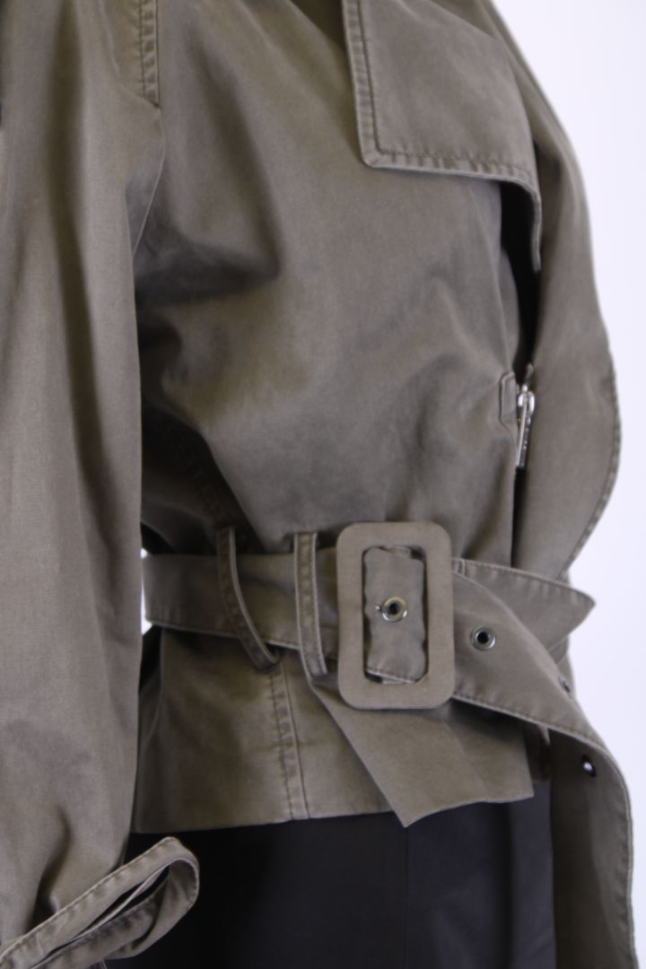 Anine Bing Cropped Belted Jacket Khaki XS