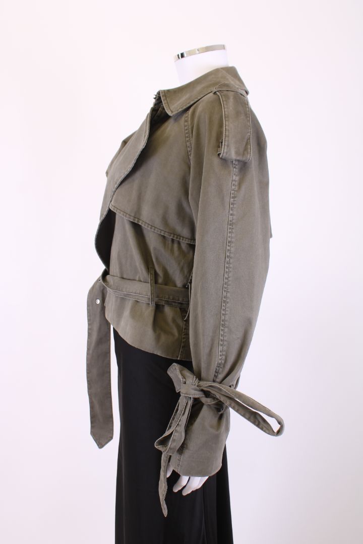 Anine Bing Cropped Belted Jacket Khaki XS