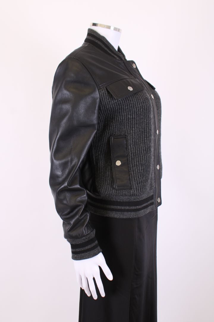 Claudie Pierlot Knit/ Leather Jacket Black/ Grey 8