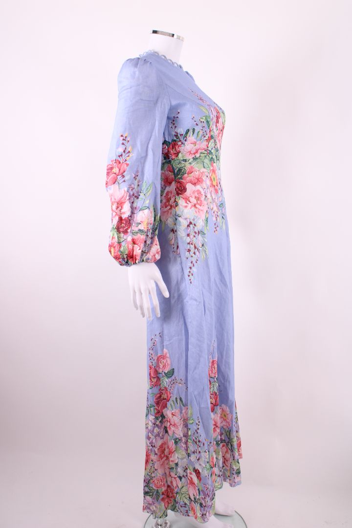 Zimmermann L/S Floral Dress Blue/ Pink 8