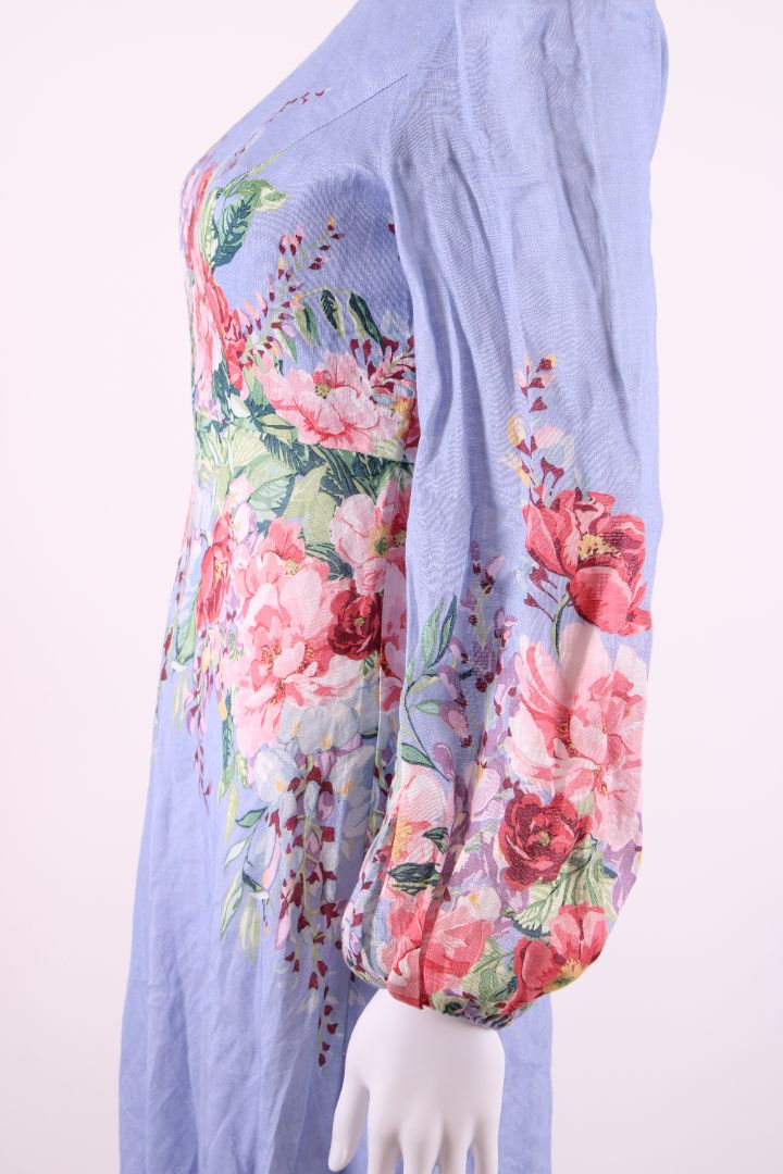 Zimmermann L/S Floral Dress Blue/ Pink 8