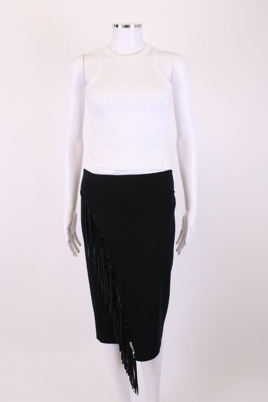 Pinko Knitted Fringe Skirt Black M
