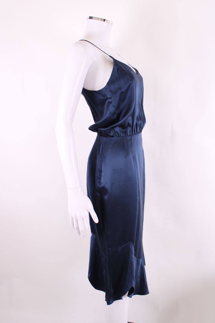 Chloe S/S Button Side Slip Dress Navy 10