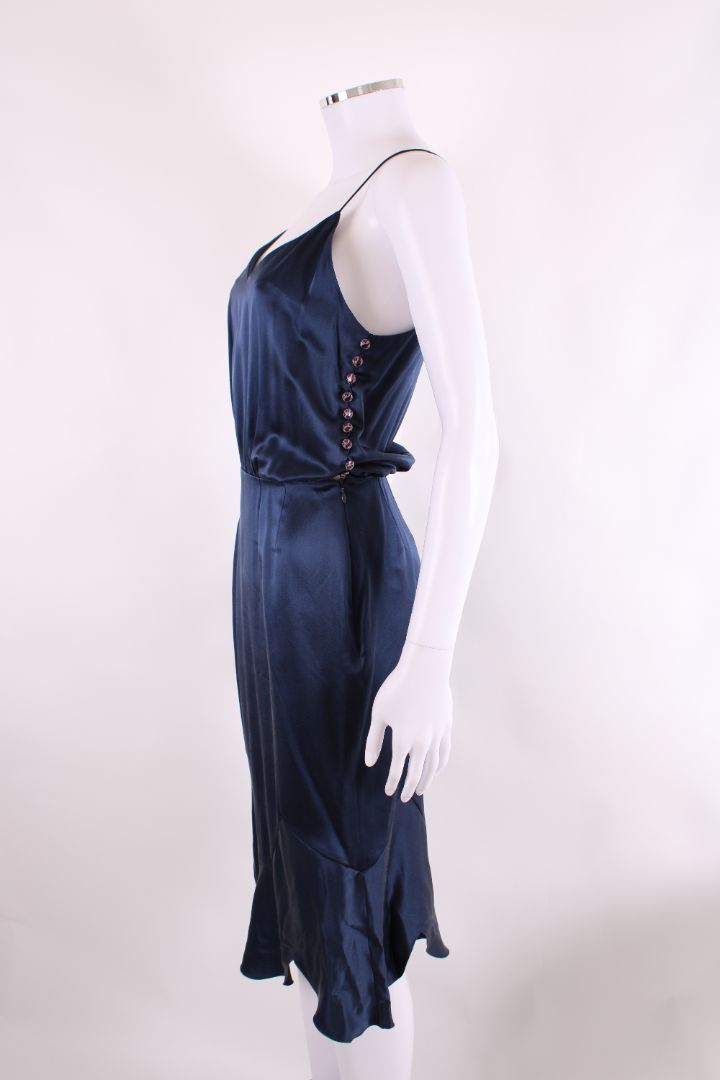 Chloe S/S Button Side Slip Dress Navy 10