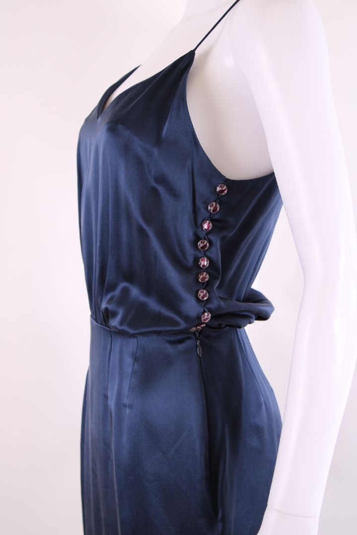 Chloe S/S Button Side Slip Dress Navy 10