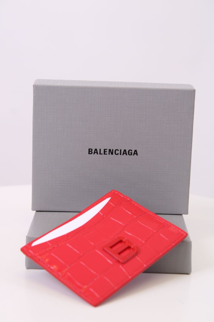 Balenciaga Croc leather cardholder Red