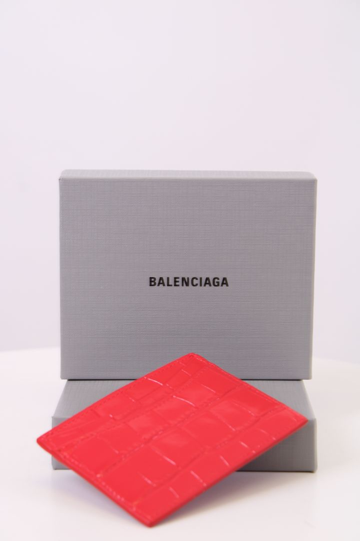 Balenciaga Croc leather cardholder Red
