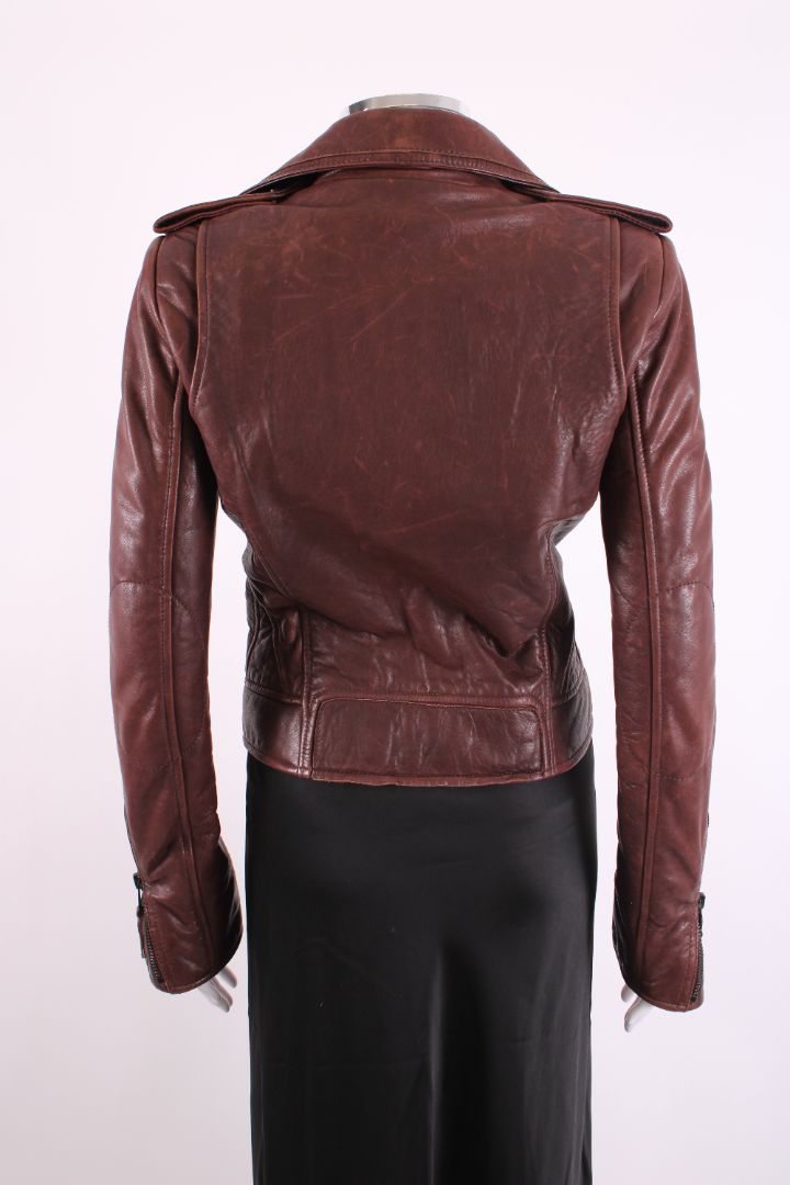 Balenciaga Leather Biker Jacket Brown 10
