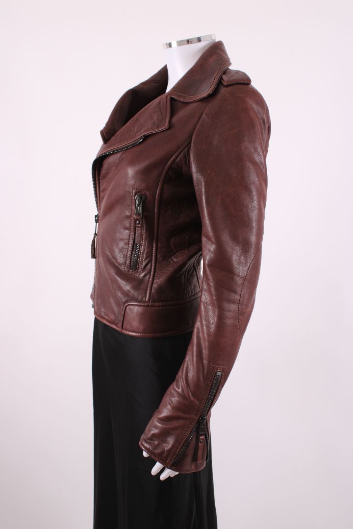 Balenciaga Leather Biker Jacket Brown 10