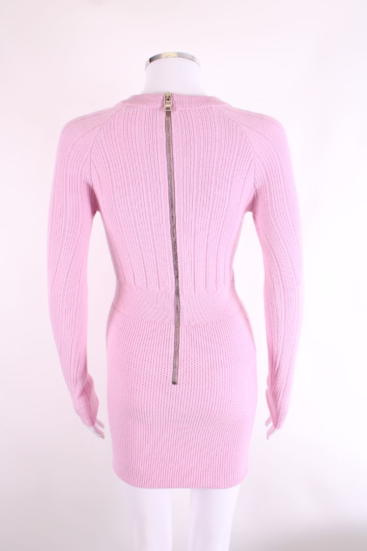 Balmain L/S Knit Button Dress Pink 6