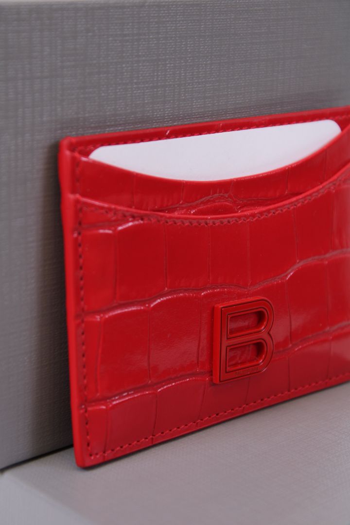 Balenciaga Croc leather cardholder Red