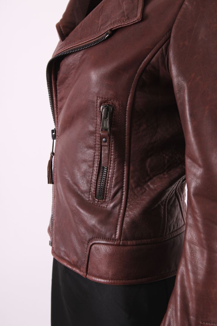 Balenciaga Leather Biker Jacket Brown 10