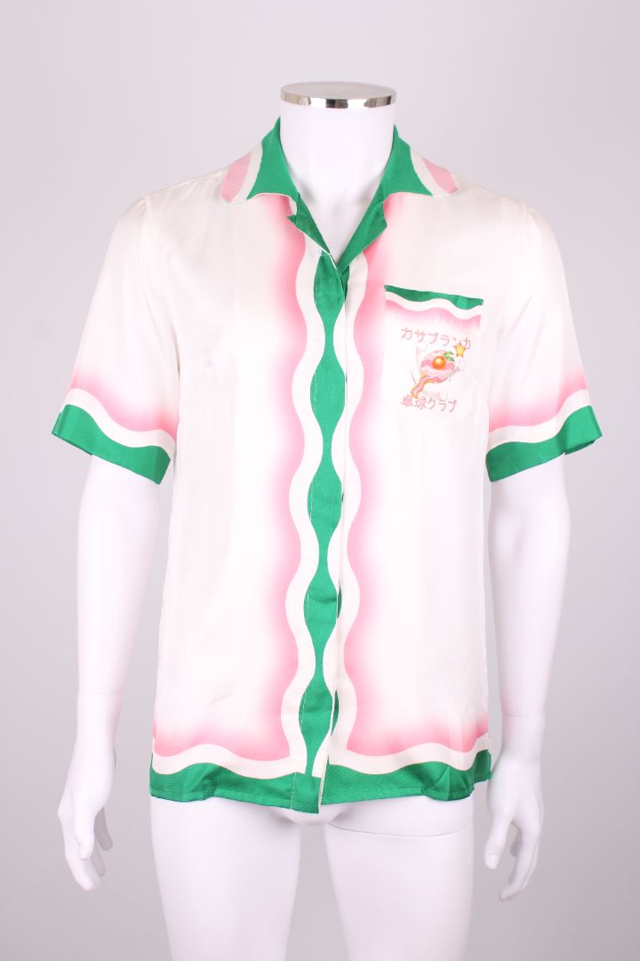 Casablanca Silk Printed Button-Up shirt White/green/pink 36
