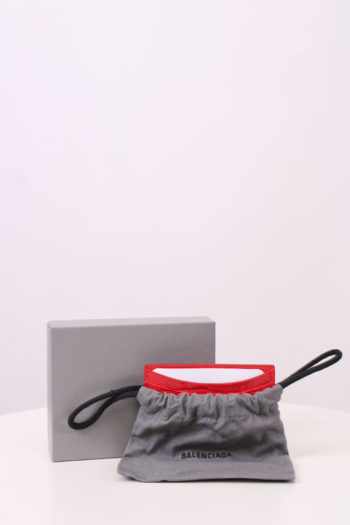 Balenciaga Croc leather cardholder Red