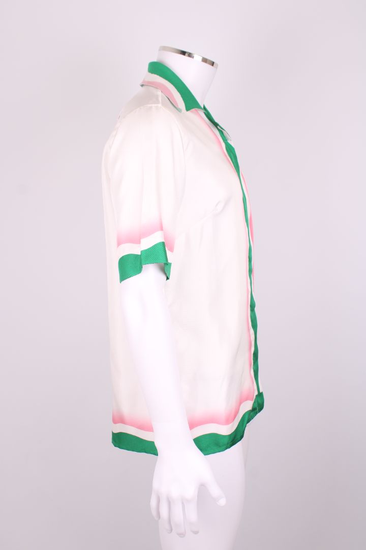 Casablanca Silk Printed Button-Up shirt White/green/pink 36
