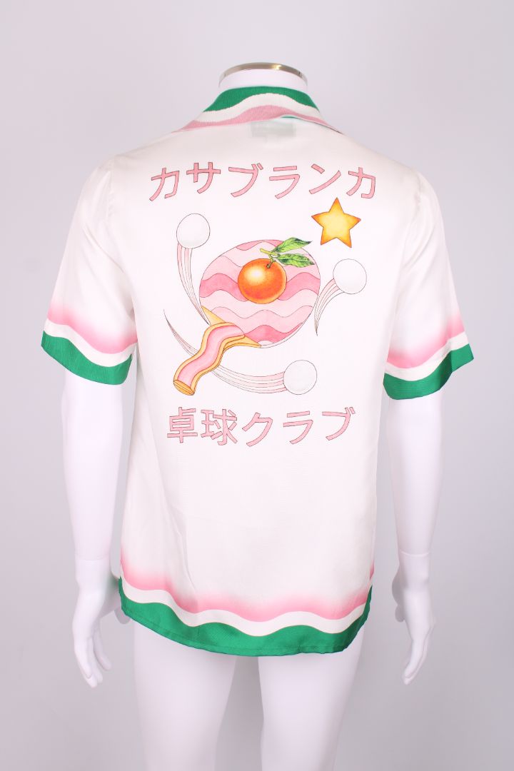 Casablanca Silk Printed Button-Up shirt White/green/pink 36