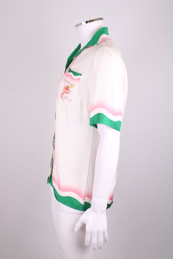 Casablanca Silk Printed Button-Up shirt White/green/pink 36