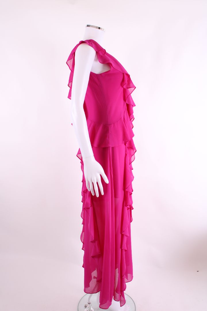 Misa Los Angeles S/S Ruffle Dress Magenta XS