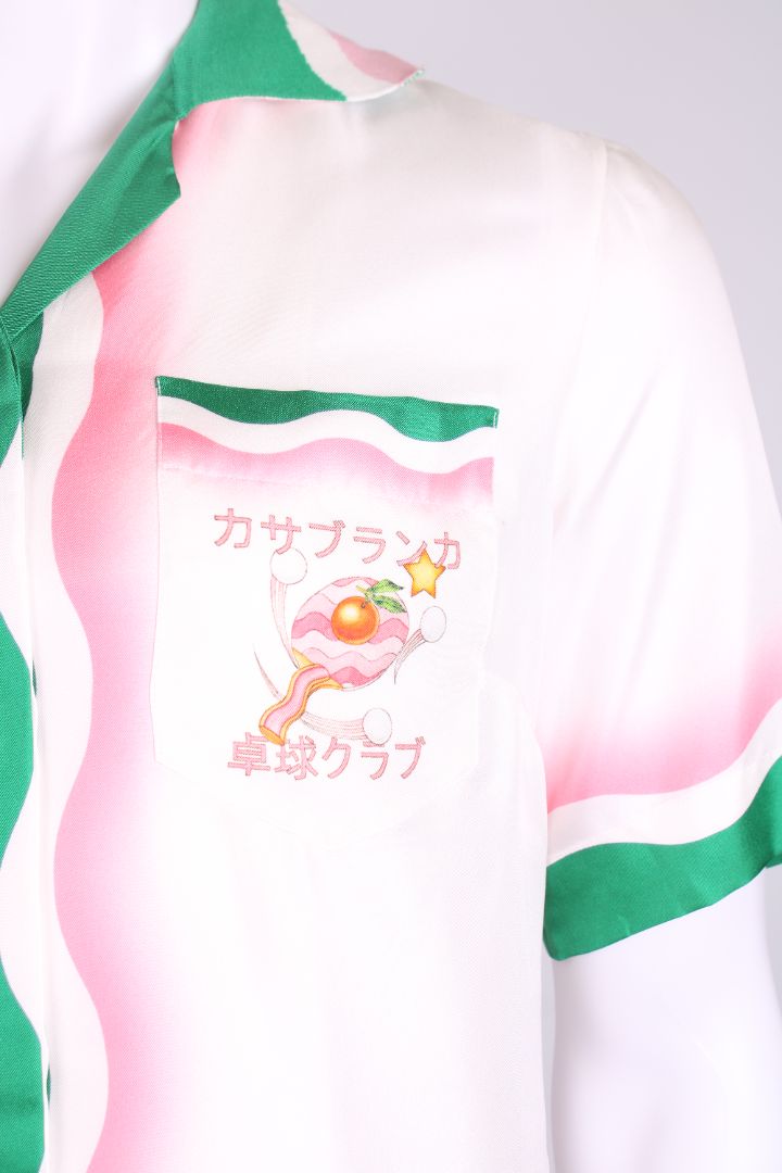 Casablanca Silk Printed Button-Up shirt White/green/pink 36