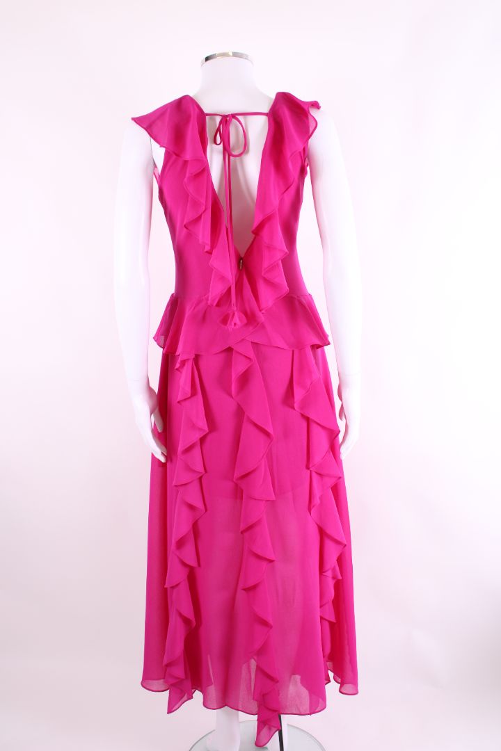 Misa Los Angeles S/S Ruffle Dress Magenta XS