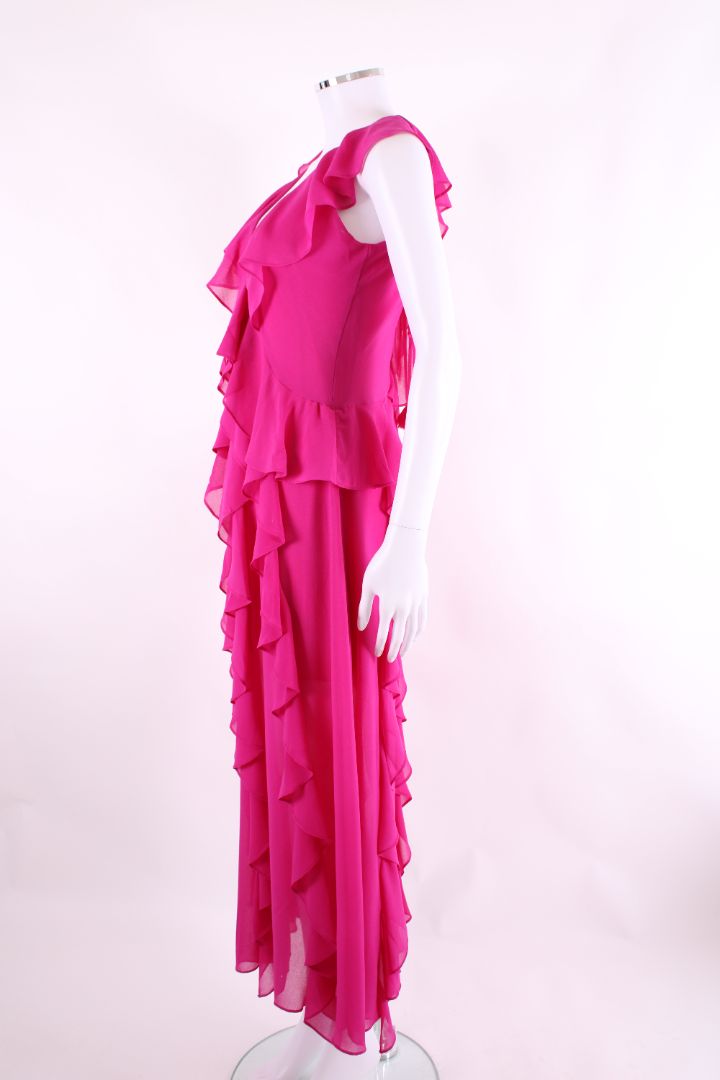 Misa Los Angeles S/S Ruffle Dress Magenta XS