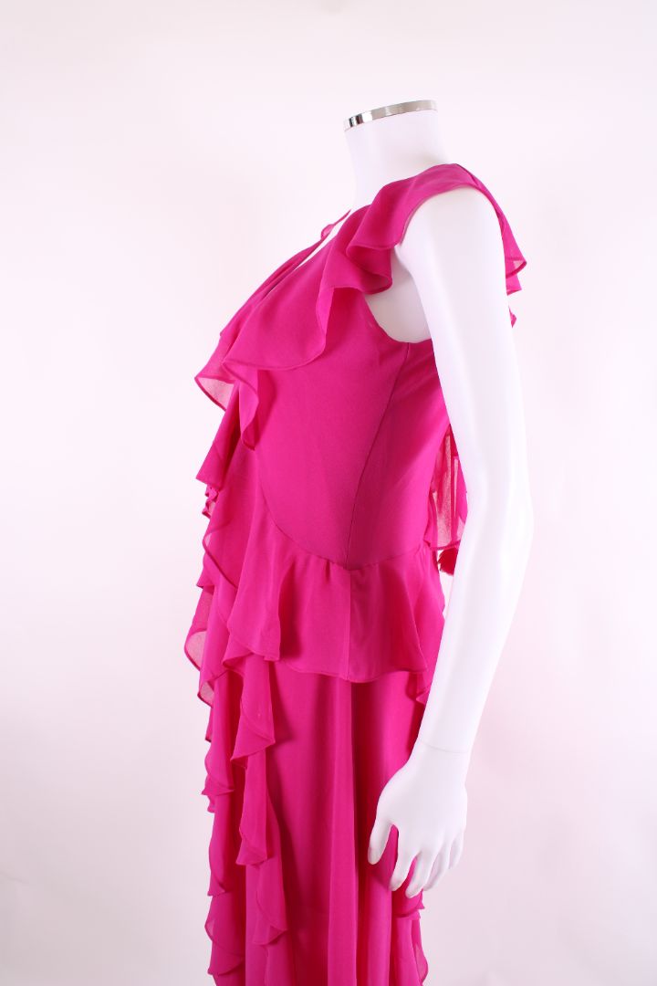 Misa Los Angeles S/S Ruffle Dress Magenta XS