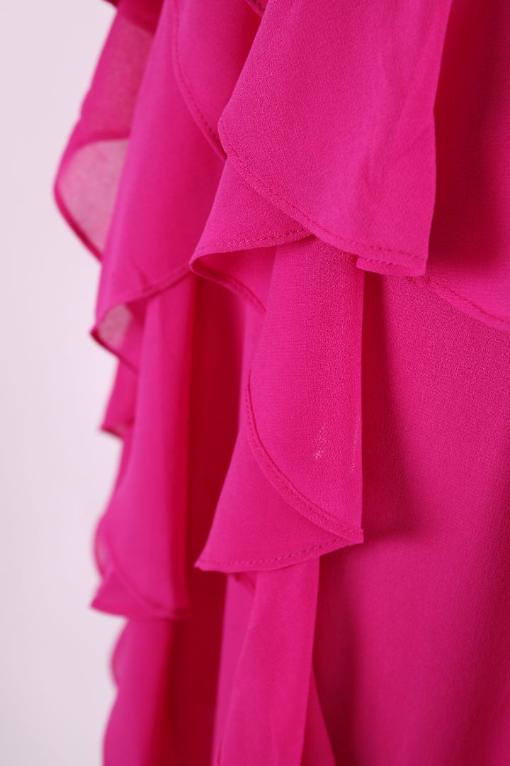 Misa Los Angeles S/S Ruffle Dress Magenta XS
