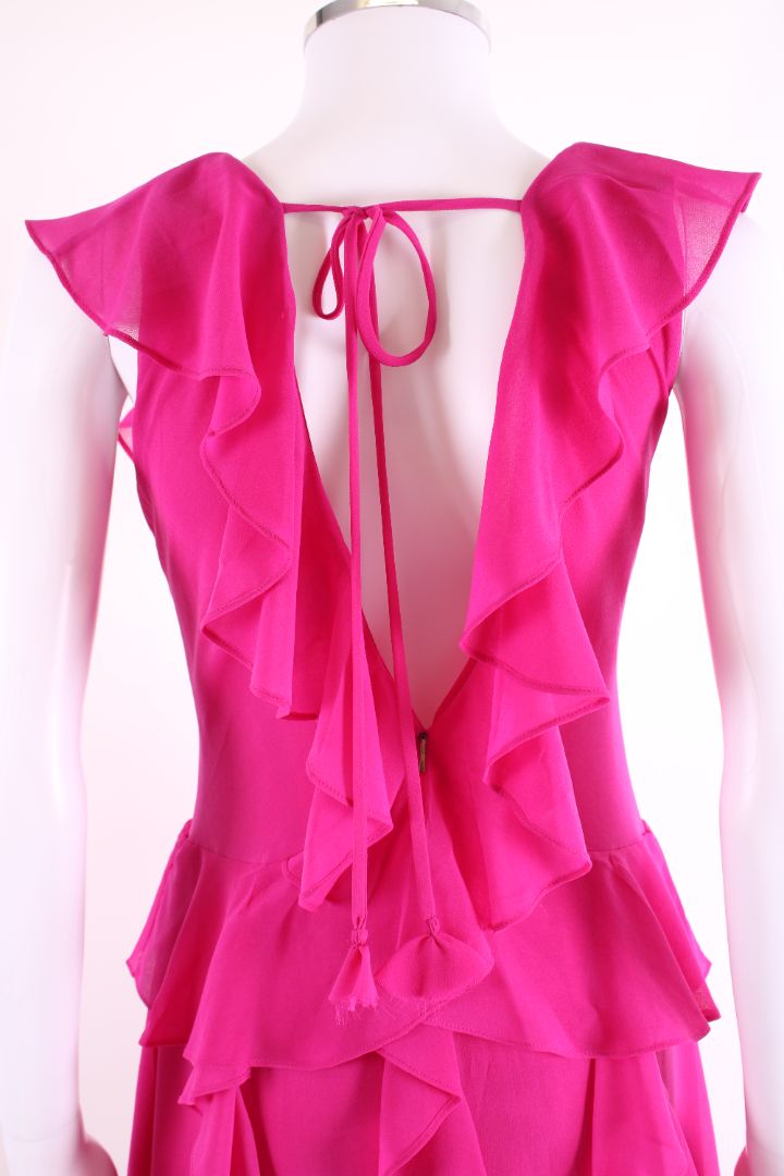 Misa Los Angeles S/S Ruffle Dress Magenta XS