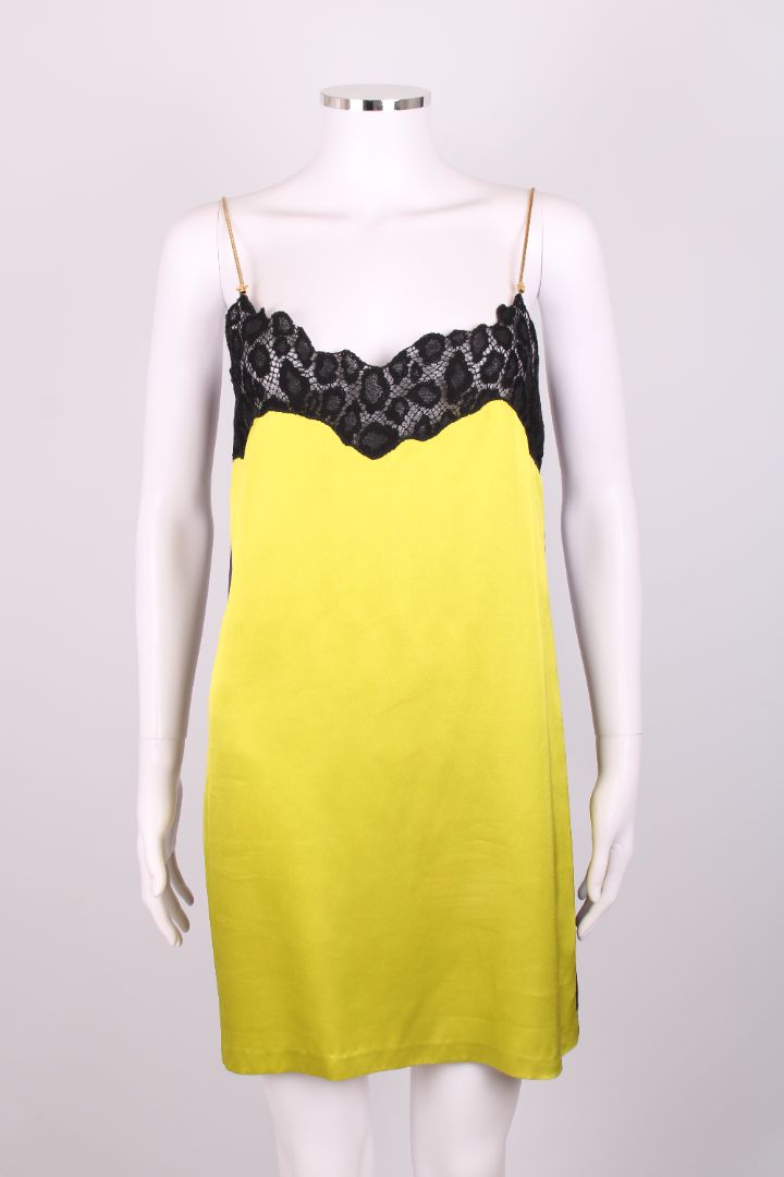 Versace Chain Strap Slip Dress Green/ Navy 12